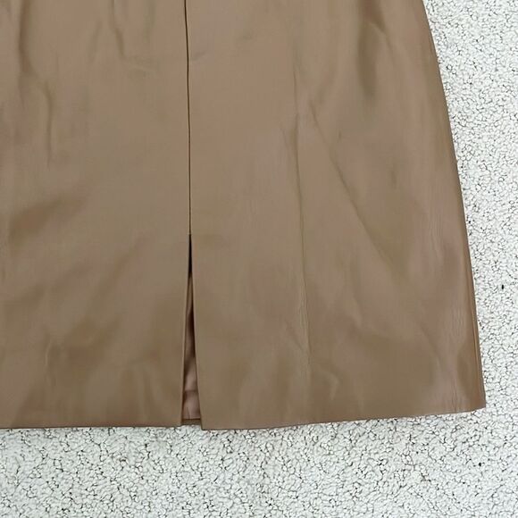 Oak + Fort Vegan Leather Mini Skirt With Slit in Tobacco Brown - Picture 2 of 7